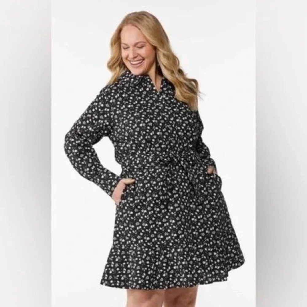 Cato | Floral Shirt Dress Plus Sizes Available Black/White